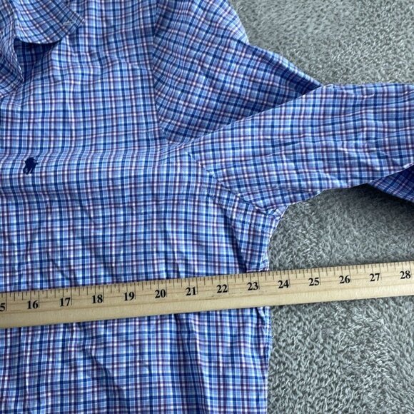 Ralph Lauren Mens L Classic Fit Blue & Purple Plaid Button-Down Shirt 2571 - Picture 6 of 8